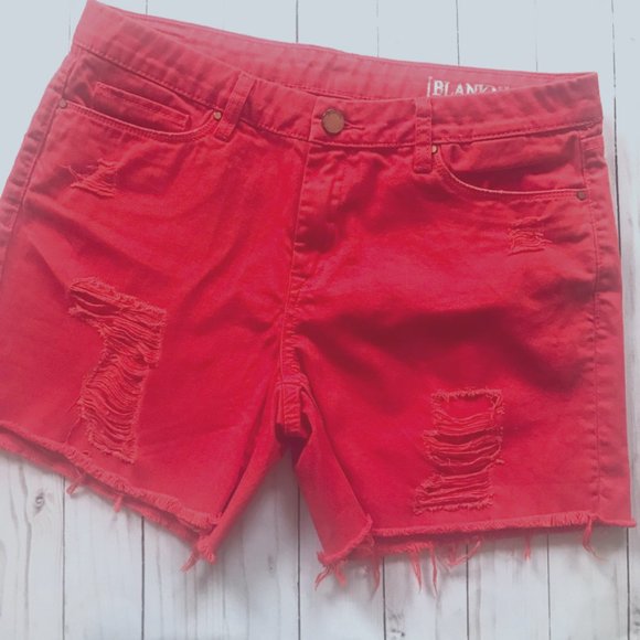 Blank High Rise Distressed Look Red Shorts Size 28" - Picture 2 of 7